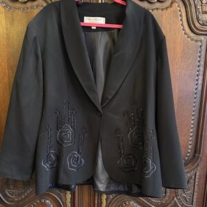 Elegant Black Embroidered Blazer by